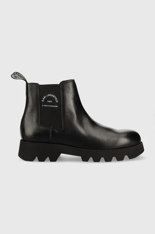 μαύρο Δερμάτινες μπότες τσέλσι Karl Lagerfeld Terra Firma Ανδρικά