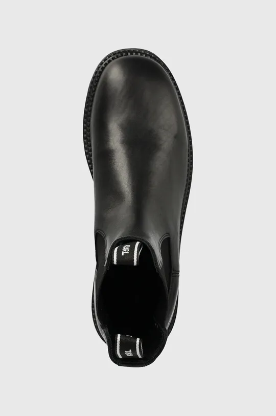 μαύρο Δερμάτινες μπότες τσέλσι Karl Lagerfeld Troupe Mens
