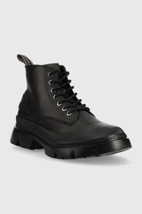 Usnjeni nizki škornji Karl Lagerfeld TREKKA MENS črna