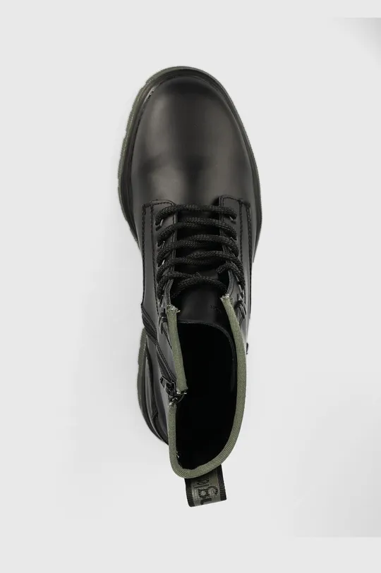 μαύρο Δερμάτινες μπότες πεζοπορίας Wrangler
