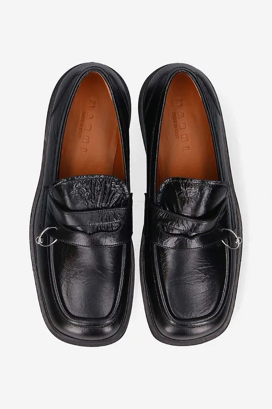 black Marni leather loafers