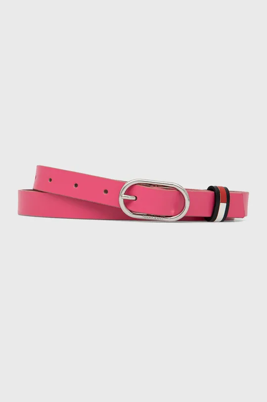 ροζ Δερμάτινη ζώνη Tommy Jeans Oval 2.0 Belt Γυναικεία