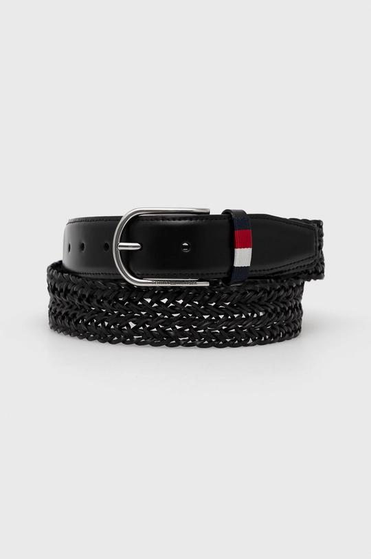 czarny Tommy Hilfiger pasek skórzany BUSINESS BRAIDED 3.5 Męski