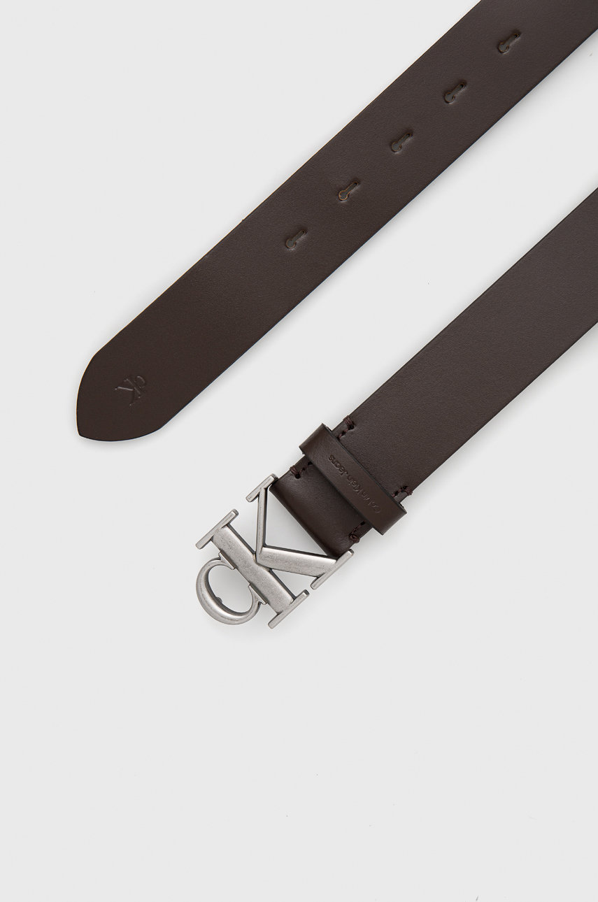 Kožni remen Calvin Klein Jeans tamno smeđa