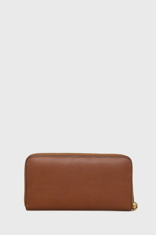 Kožená peňaženka Lauren Ralph Lauren hnedá