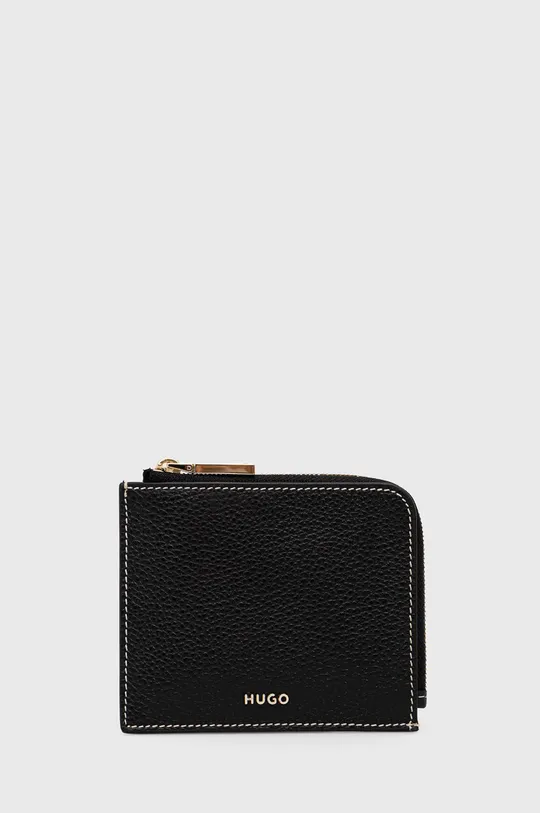 Кожаные кошелёк и чехол для карт HUGO чёрный