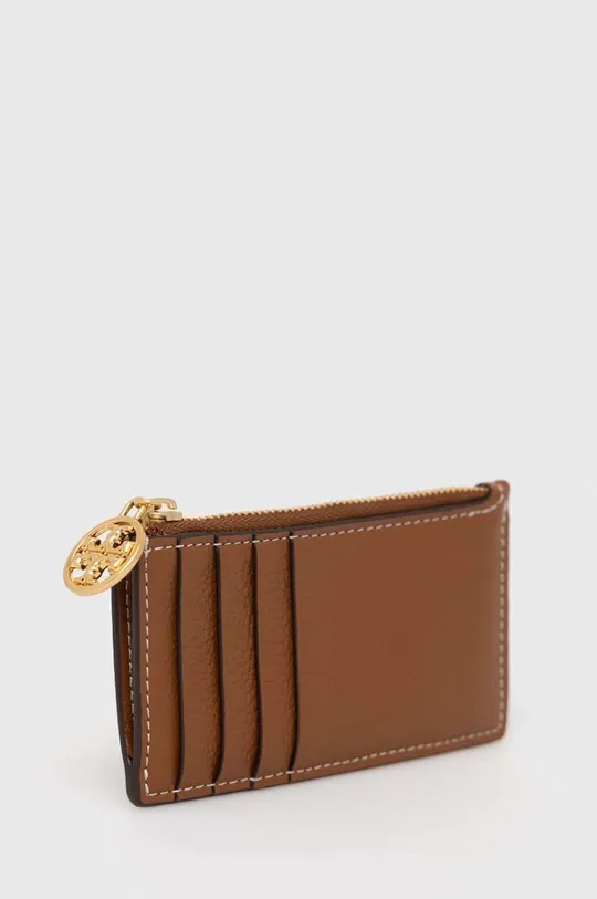 Kožená peňaženka Tory Burch hnedá