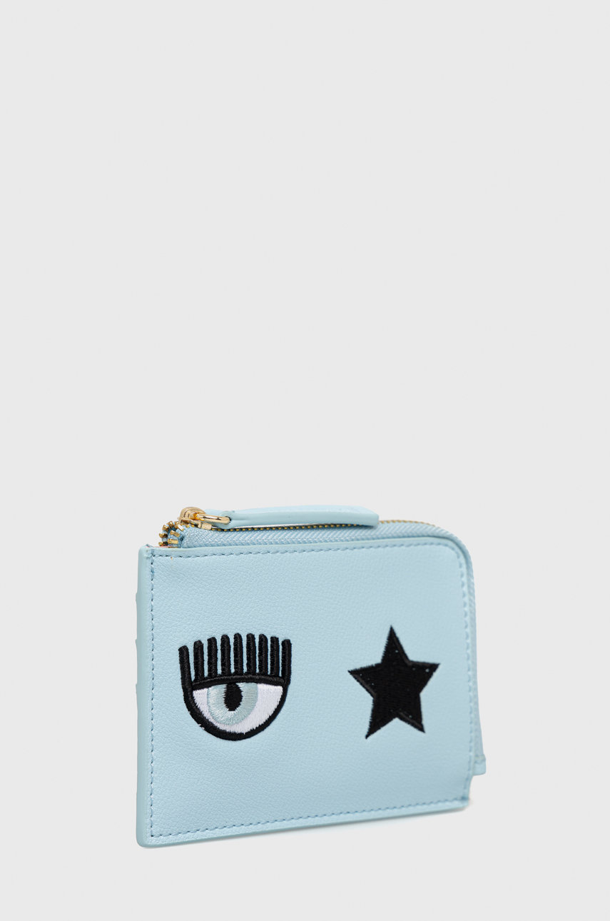 Chiara Ferragni portfel Range O- Eye start logo jasny niebieski