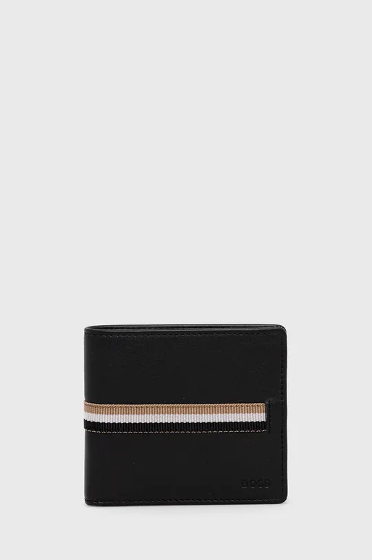 Шкіряний гаманець + брелок BOSS чорний