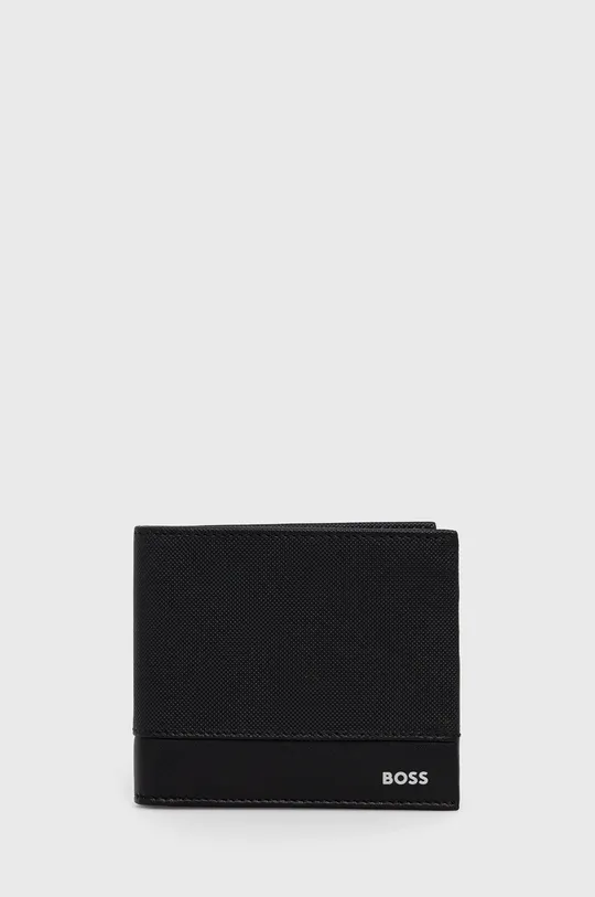 Δερμάτινο πορτοφόλι και θήκη καρτών BOSS μαύρο