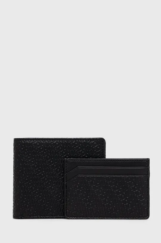 μαύρο Δερμάτινο πορτοφόλι και θήκη καρτών HUGO Ανδρικά