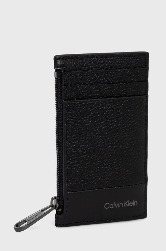 Usnjen etui za kartice Calvin Klein črna