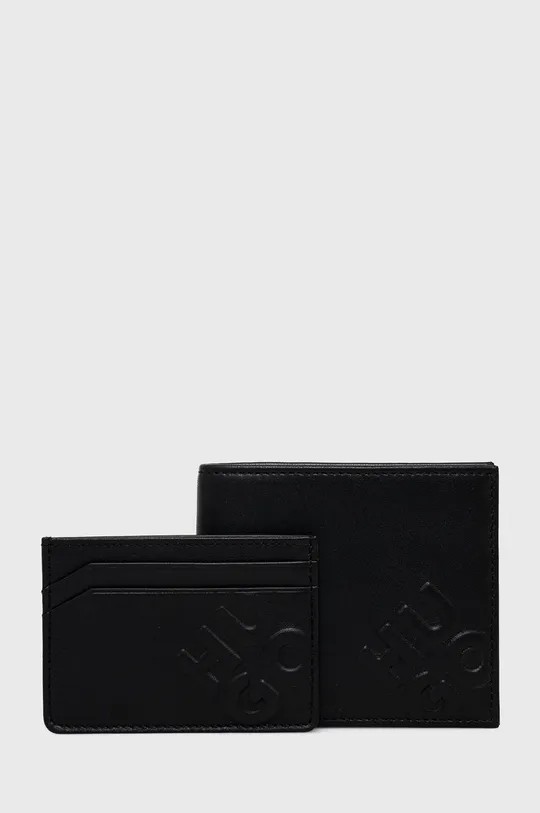 čierna Peňaženka a kožený obal na karty HUGO Pánsky