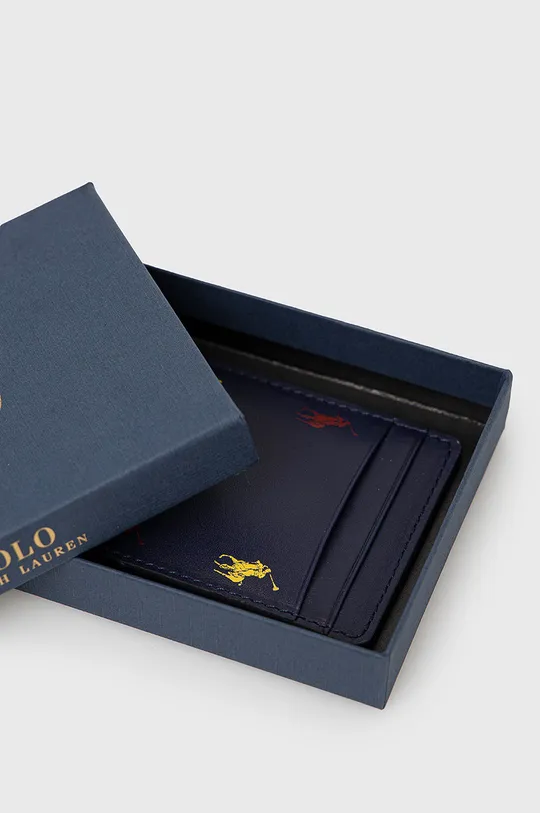 темно-синій Шкіряний чохол на банківські карти Polo Ralph Lauren