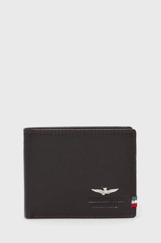 cihlová Kožená peněženka Aeronautica Militare Pánský