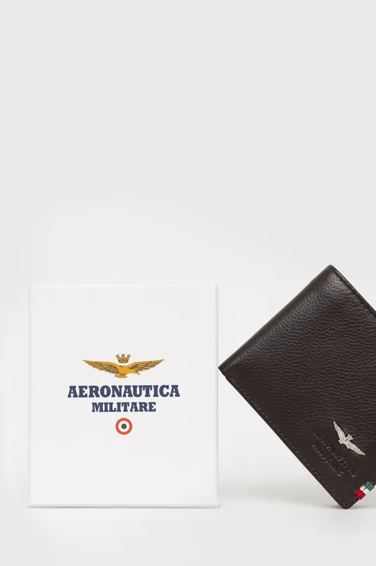 коричневый Кожаный кошелек Aeronautica Militare