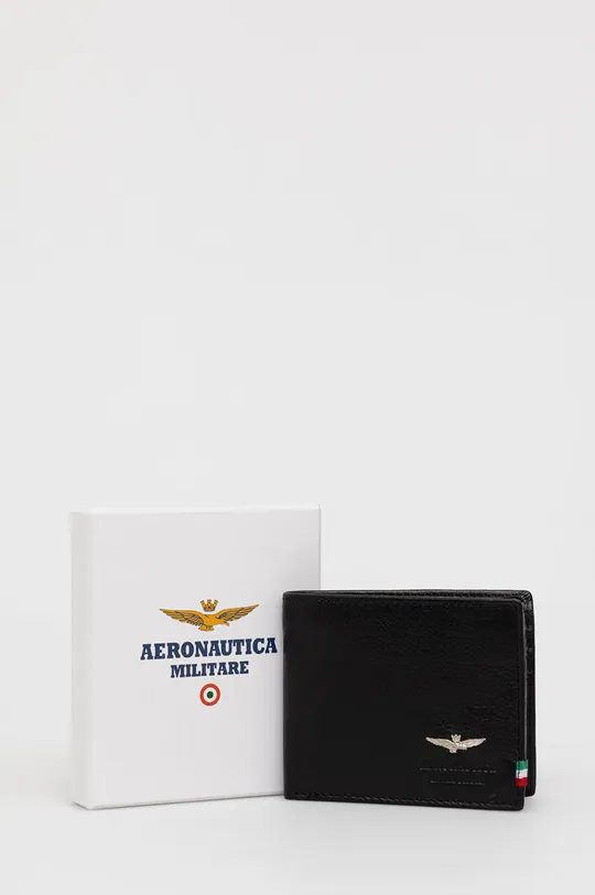 чорний Шкіряний гаманець Aeronautica Militare