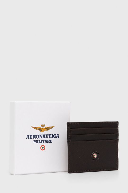 brudny brązowy Aeronautica Militare etui na karty skórzane