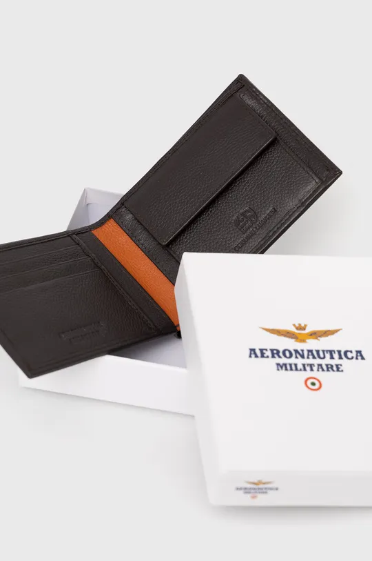 brązowy Aeronautica Militare portfel skórzany