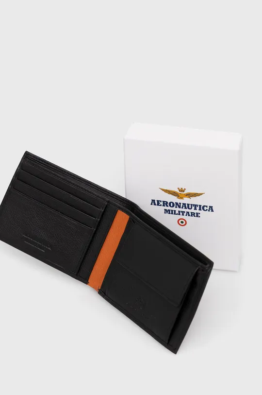 čierna Kožená peňaženka Aeronautica Militare