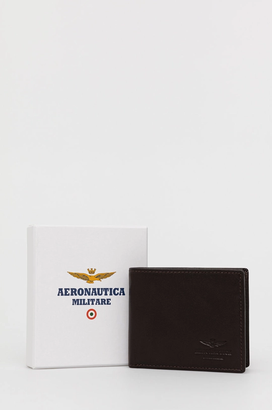 коричневий Шкіряний гаманець Aeronautica Militare