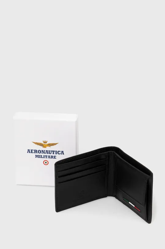 чёрный Кожаный кошелек Aeronautica Militare