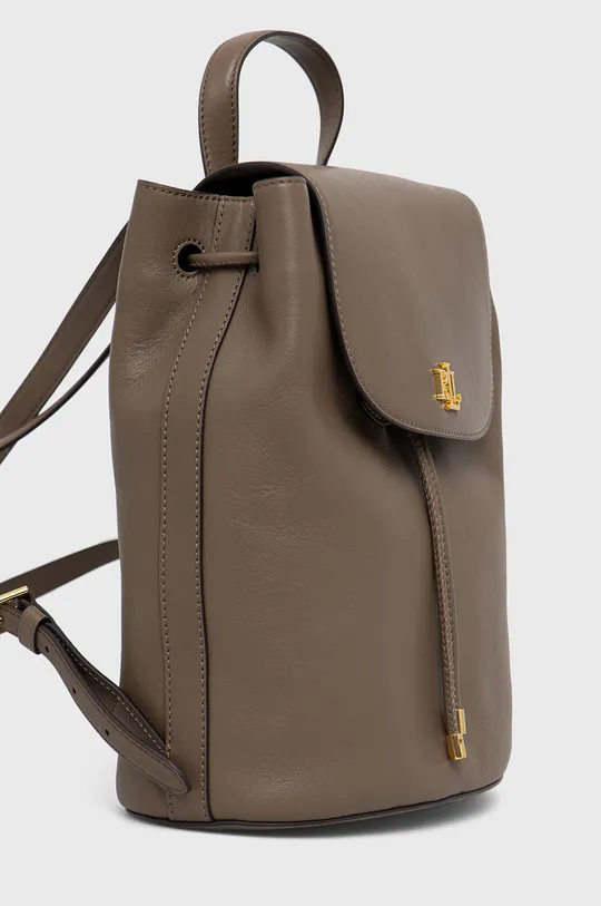 Kožený ruksak Lauren Ralph Lauren hnedá