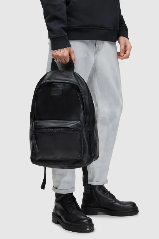 AllSaints plecak skórzany ARENA RUCKSACK czarny