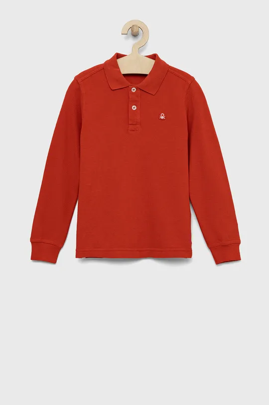 rdeča Otroška bombažna majica z dolgimi rokavi United Colors of Benetton Fantovski
