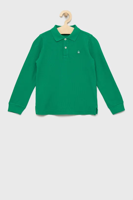 zelena Otroška bombažna majica z dolgimi rokavi United Colors of Benetton Fantovski