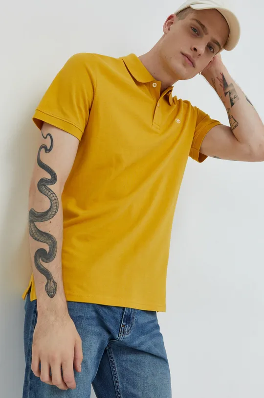 κίτρινο Βαμβακερό μπλουζάκι πόλο Tom Tailor Ανδρικά