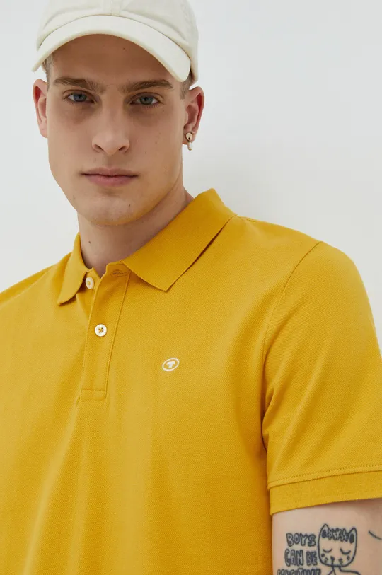 κίτρινο Βαμβακερό μπλουζάκι πόλο Tom Tailor