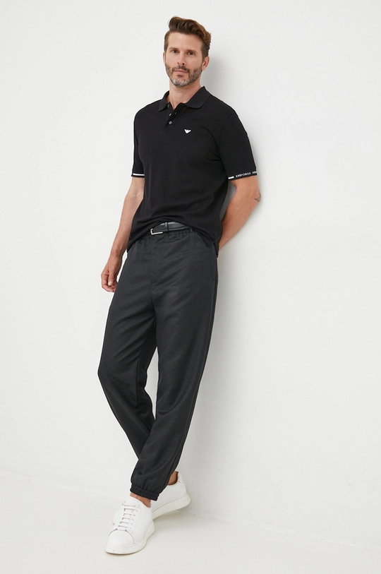 Emporio Armani polo bawełniane czarny