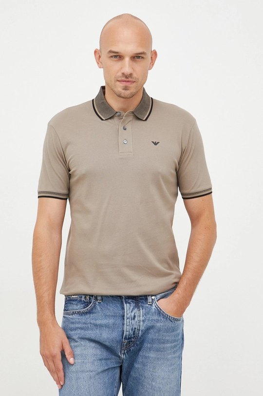 beżowy Emporio Armani polo bawełniane Męski