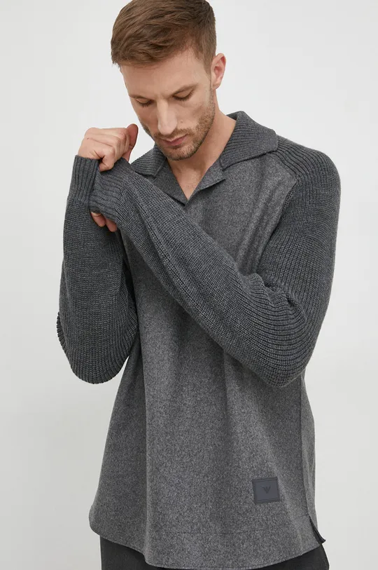 sivá Vlnený sveter Emporio Armani Pánsky
