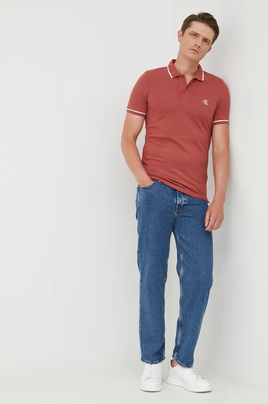 Calvin Klein Jeans polo karminowy