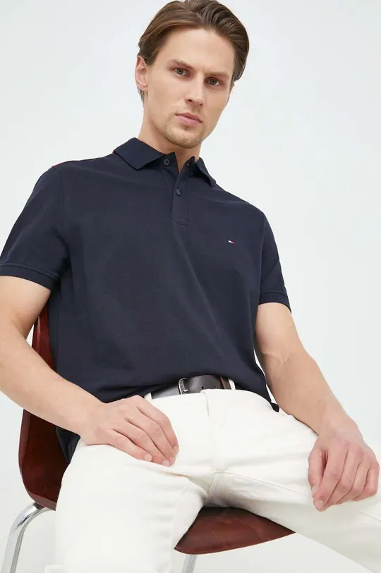 granatowy Tommy Hilfiger polo bawełniane Męski