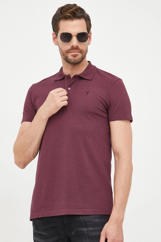 burgundské Bavlnené polo tričko Trussardi