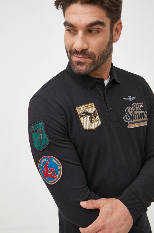 czarny Aeronautica Militare longsleeve Męski