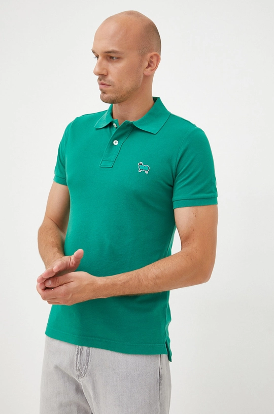 zielony United Colors of Benetton polo bawełniane Męski