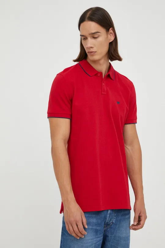 κόκκινο Βαμβακερό μπλουζάκι πόλο Wrangler Ανδρικά