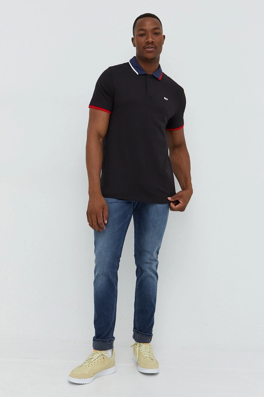 Tommy Jeans polo bawełniane czarny