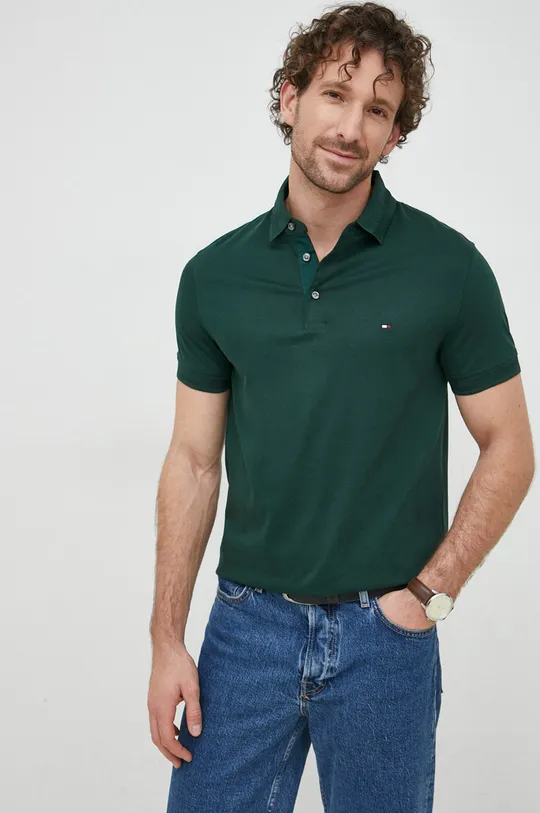 πράσινο Βαμβακερό μπλουζάκι πόλο Tommy Hilfiger