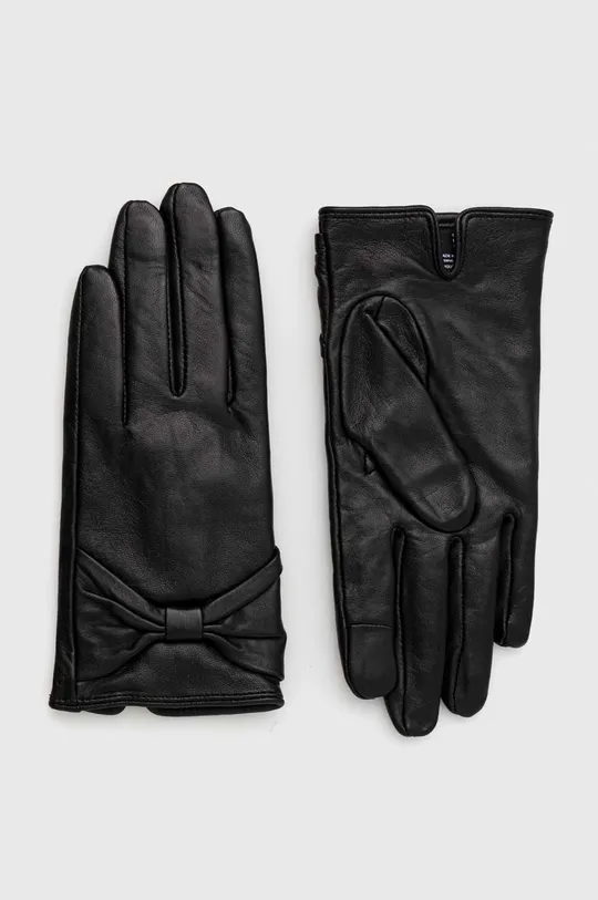 μαύρο Δερμάτινα γάντια Pieces Γυναικεία