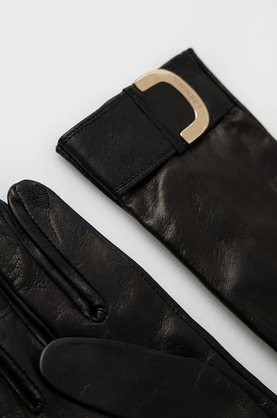 Twinset rękawiczki skórzane czarny