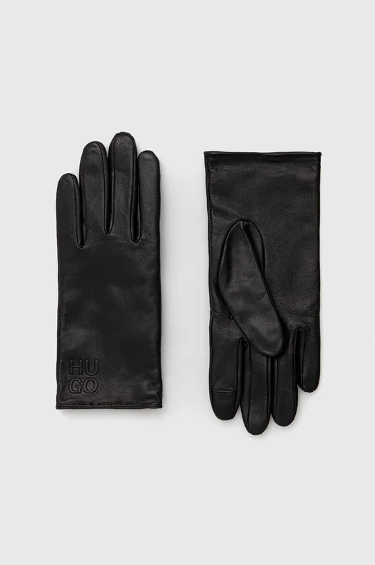 μαύρο Δερμάτινα γάντια HUGO Γυναικεία