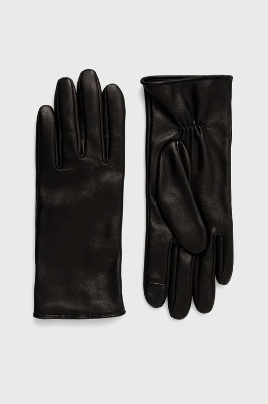чорний Шкіряні рукавички BOSS Жіночий