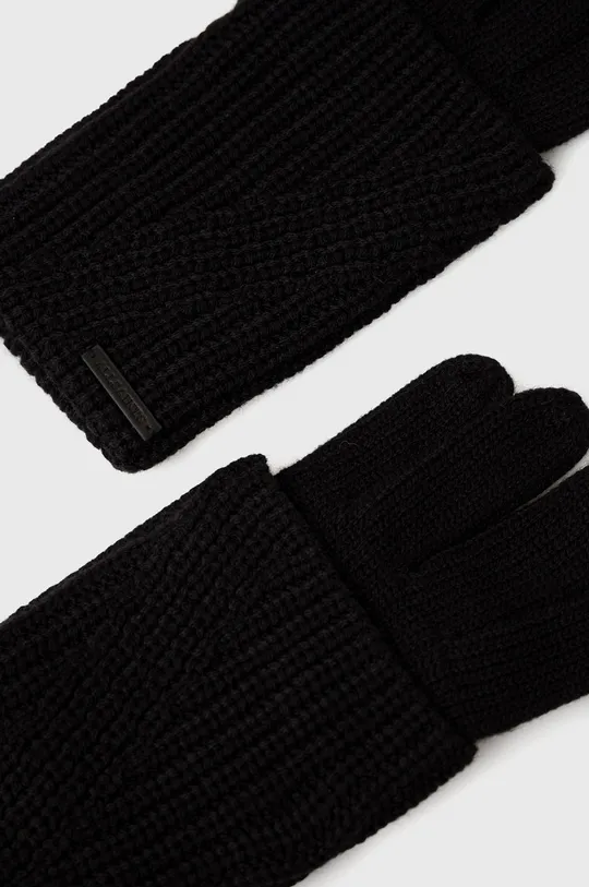 AllSaints rękawiczki z domieszką wełny czarny