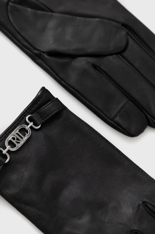 Δερμάτινα γάντια Lauren Ralph Lauren μαύρο