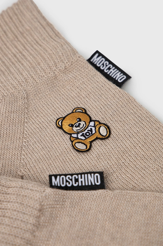 Вовняні рукавички Moschino бежевий